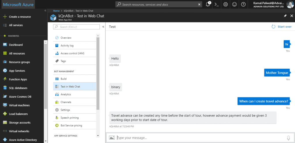 Test in Web Chat