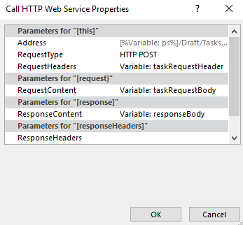 Call HTTP Web service properties