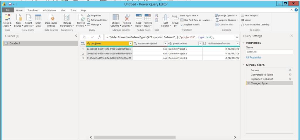 Power Query editor