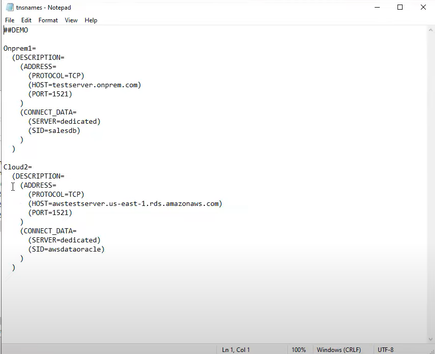 typical tnsnames file